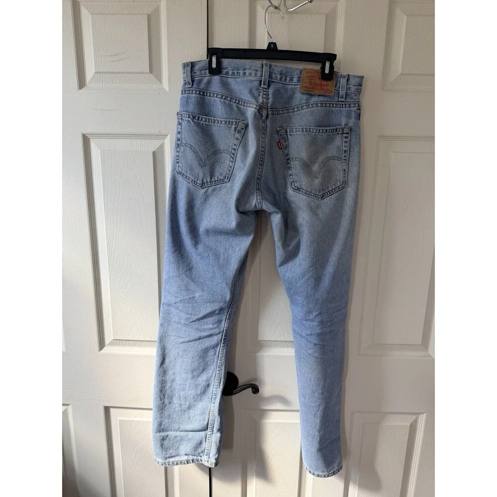 Levis 505 Regular Fit Straight Leg Jeans Light Wash Blue Mens 33x32 Vintage 90s